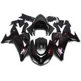 0224 Fairing Kawasaki Ninja Zx10R Zx-10R 06 07 2006 2007 Cowling Black With Red Flame